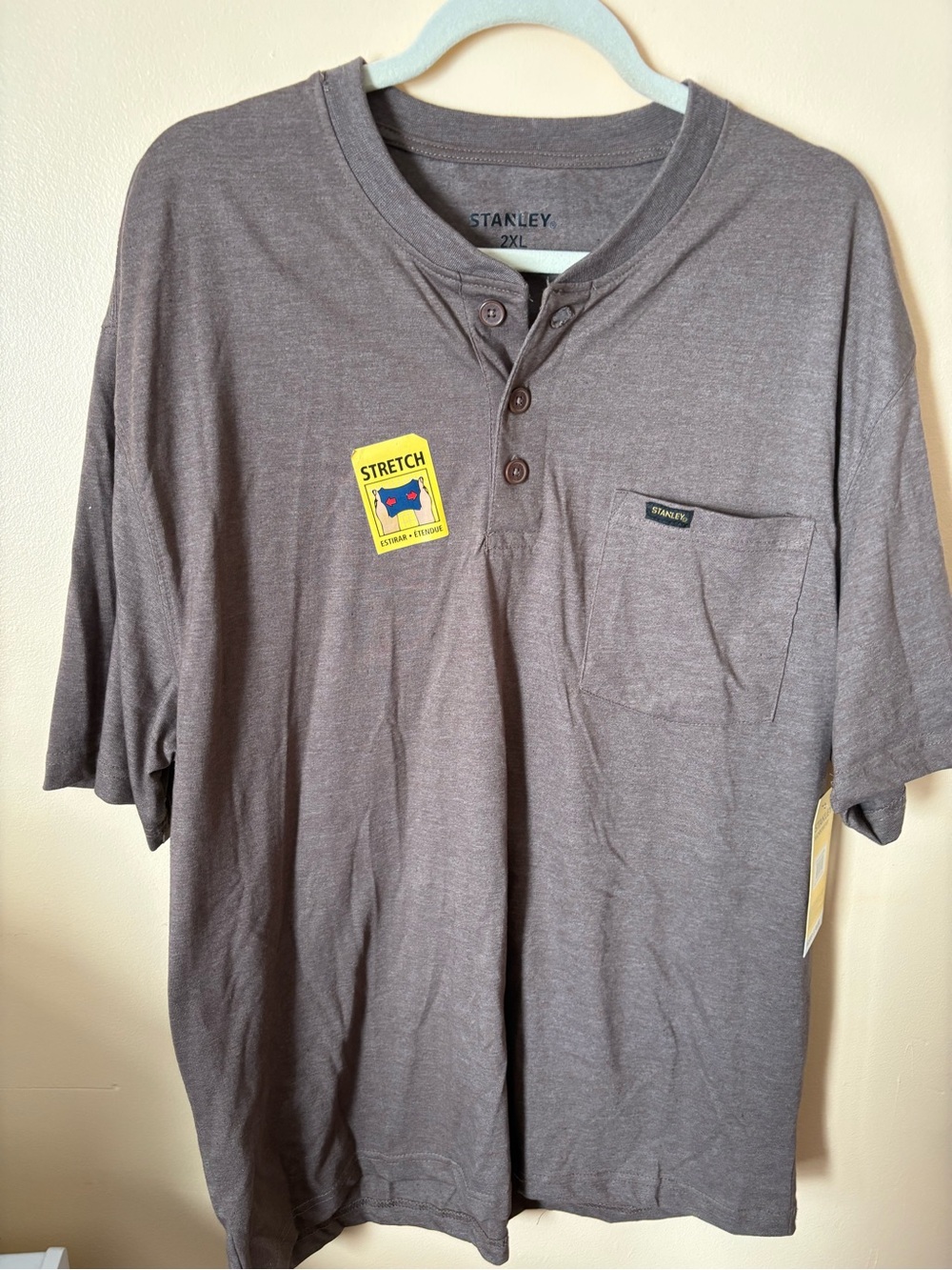 Stanley Short-Sleeve Stretch Henley in Heather Gray